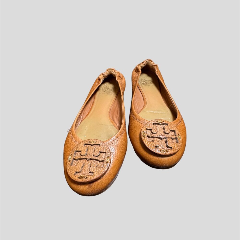 Tory Burch size 7 tan pebble leather flats